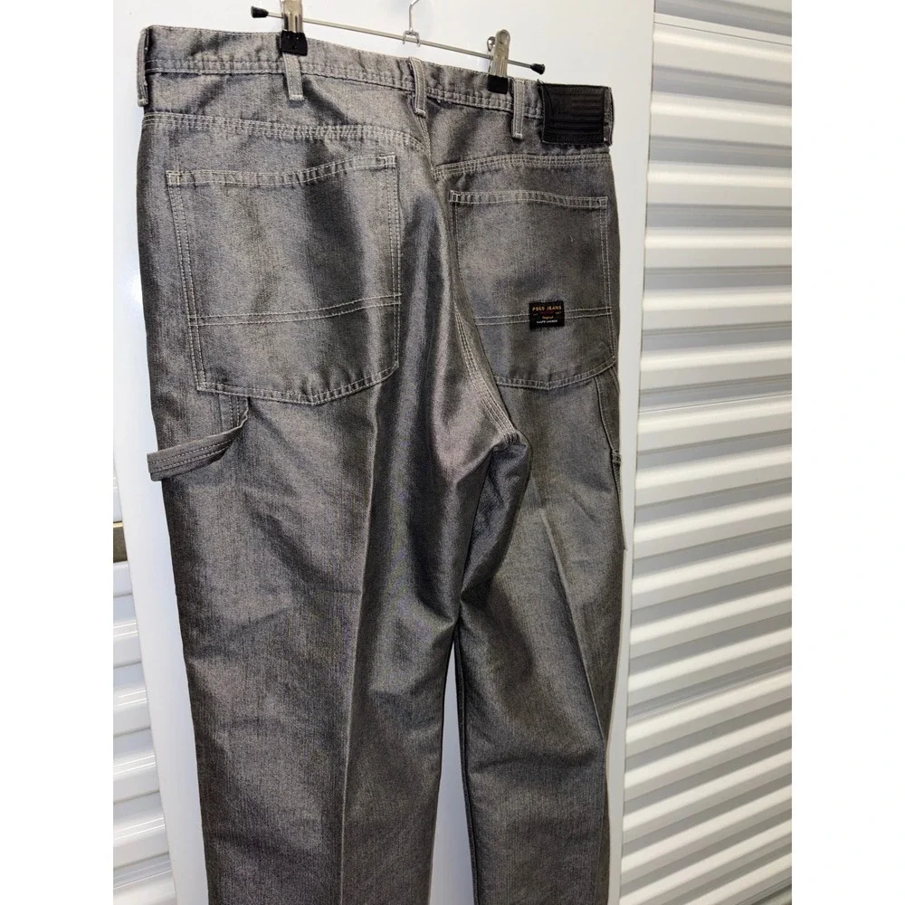 Vintage‎ Polo Jeans Ralph Lauren Carpenter Pants Mens 36x32 Grey Utility Good